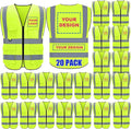 BeautyWill Custom Logo 10/20 Pack Safety Vest Class2 High Visibility Vest with Pockets Breathable Construction Vest Bulk