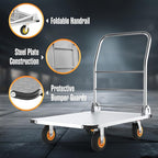Push Cart Dolly, Flat Cart, Flatbed Platform Trucks with Wheels and Handle, Rolling Trolly, Folding Handcart for Moving, Heavy Duty 2000 lb Capacity, Carritos de Carga, Foldable 36 x 35 x 24 Inches
