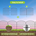 Decorative Garden Fence 6 Panels 6 Panels 13.4 ft (L)×32in (H) Metal Garden Fences, No Dig Animal Barrier Fencing Rustproof Wire Border Temporary Dog Fence Outdoor for Patio Backyard Lawn - No Door