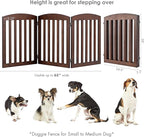 SPIRICH Wooden Freestanding Foldable Dog Gate, Pet Gate Indoor, Dog Gates for Doorways, Stairs, The House, Extra Wide Step Over Puppy Gate, 3 Panels, Brown