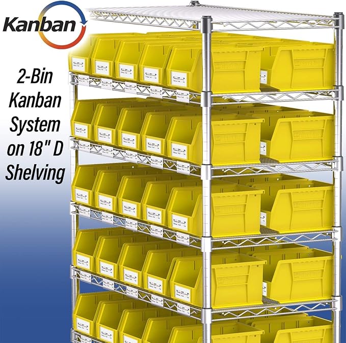 Akro-Mils 30237 AkroBins Plastic Storage Bins, Space-Saving Stackable Bins for Garage, Pantry, Craft Organization, 9-" x 6-" x 5-", Black, 12-Pack