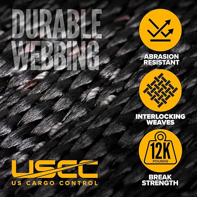 US Cargo Control Cargo Nets for Pickup Truck Bed 6.8 FT x 4.2 FT (2-Pack), Adjustable Truck Cargo Nets with S-Hooks & Cam Buckles, Fits Long Pickup Beds - Can Also Use in Trailers, Garages, Sheds