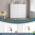 5 Drawer File Cabinet with Lock, Lateral Filing Cabinets,Metal Storage Filing Cabinets for Home Office, Heavy Duty File Cabinet for Letter/Legal/A4/F4 Size Amssebly Required, White