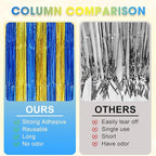 3 Pack 3.3 x 8.2 ft Blue Gold Foil Fringe Backdrop Curtains, Tinsel Streamers Party Decorations, Fringe Backdrop, Door Shimmer for Father's Day Graduation or Birthday Party
