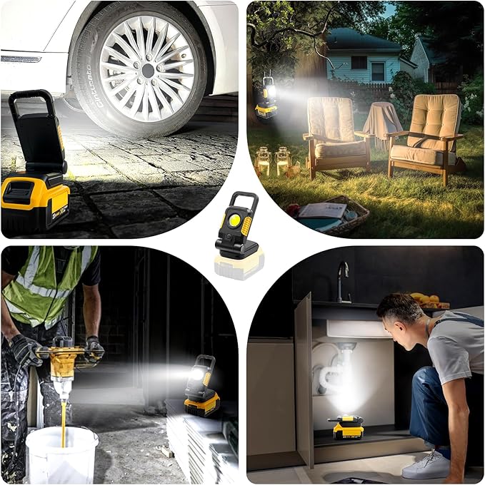 18/20V Cordless Portable Work Light - 2Pack 25W Super Bright COB LED with 3 Light Modes and Upgraded Low Voltage Protection (no Battery)