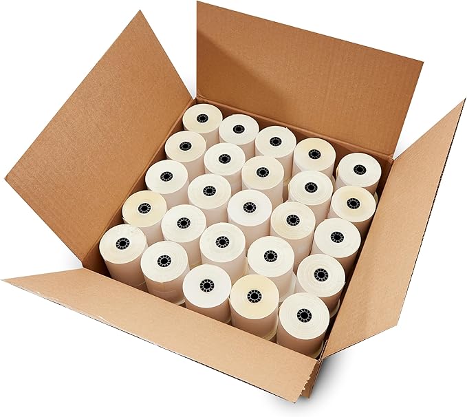 (25 Rolls) 3'' x 95' White/Canary 2 Ply Carbonless Kitchen Printer Paper Cash Register Receipt Rolls for SP2000, UP389, 480, 220, 250, 900, 07901, 07706