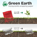 Honeycomb Packing Paper, 12"x50' Red | Perforated Honeycomb Packing Paper Recyclable Moving Supplies for Shipping & Moving | Plastic-Free Alternative to Bubble Cushion Wrap with 36 Fragile Stickers
