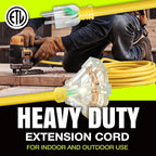 100ft Outdoor/Indoor Extension Cord 3-Outlet 12/3 Gauge Extra Heavy Duty ETL Listed, 3 Prong SJTW, Waterproof, Flexible Cold-Resistant Long Power Cord,15A 125V 1875W, Yellow by LifeSupplyUSA