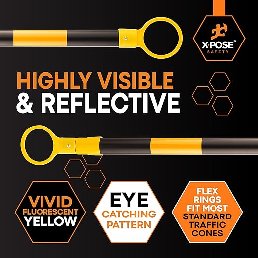 Retractable Barrier for Safety Traffic Cones - 2" OD - Large Yellow and Black Bar Barricade - for Road Construction, Parking, Warning, Temporary Security Divider (1, Yellow & Black, 53" x 84")