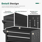 Greenvelly 8-Drawer Rolling Tool Chest, Metal Tool Chest with Wheels, Tool Cabinet with Detachable Top Tool Box, Metal Tool Cart with Liner & Hooks for Garage, Workshop, Warehouse (Black)