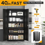 Greenvelly 72" H Metal Storage Cabinet, 32" W x 16" D Black Metal Cabinet with 2 Doors and 4 Adjustable Shelves, Locking Cabinets for Office, Home, Garage, School