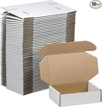 50 Pack 7x5x2 Inches Small Shipping Boxes, White Corrugated Cardboard Boxes, Moving Mailing Packing Box…
