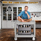 2-Tier Rolling Tool Cart,Heavy-Duty Plastic Service Cart with Lipped Shelves,550 lbs Capacity Utility Cart,46 x 26 Inch Rolling Work Carts for Garage,Salon,Kitchen,Office-Gray
