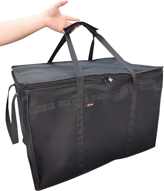 ATYARD Insulated Pizza Delivery Bag, 23" x 14" x 15" Pizza Warmer Bags for Carry Hot, Insulated Food Delivery Bag, Insulated Grocery Bags, Black, 1-Pack