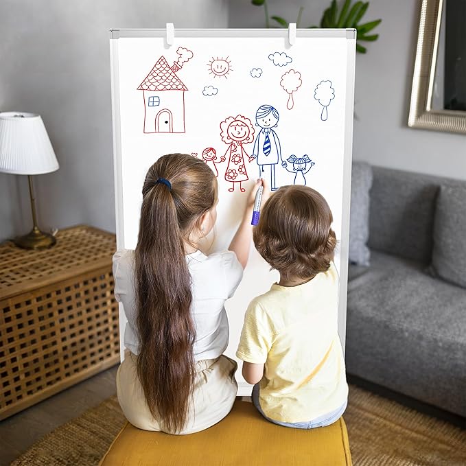 Large Whiteboard with Stand, 36" x 24" Tripod Height Adjustable White Board, 3' x 2' Portable Standing Magnetic Dry Erase Board Easel for Home Office Classroom School, Silver