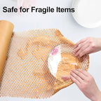 Packing Dishes Recyclable Packing Material for Moving Glassware Eco Friendly Moving Paper Sheets Bubble Cushion Wrap for Packing 80GSM Honeycomb Paper Roll with Fragile Stickers 15"x100'