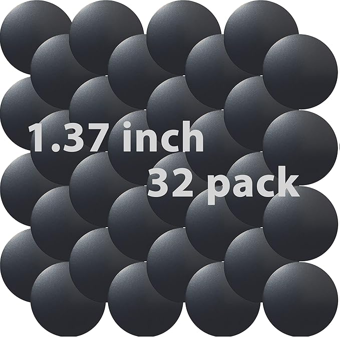 SALEX Cell Phone Metal Stickers 1.37 inch for Magnetic Car Mount. Replacement Set of 32 Mini Magnet Metal Plates. Silver Car Sticky Small Round Iron Discs with 3M Adhesive Backing for Case DIY Crafts