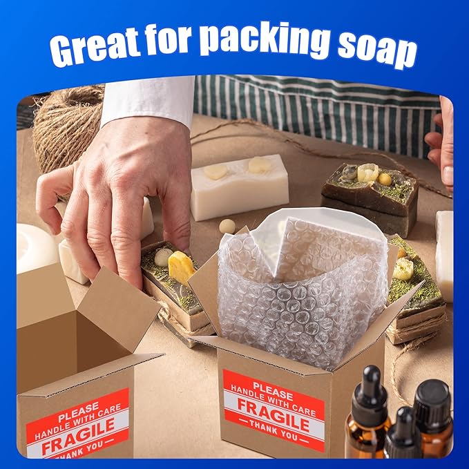TaoBary 50 Set 4 x 4 x 4 Shipping Boxes for Small Business with Bubble Cushioning Wrap Fragile Packing Label Stickers Candle Small Mail Box Corrugated for Electronics Mug Gift Christmas