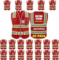 BeautyWill Custom Logo 10 Pockets Safety Vest Class2 ANSI Certified High Visibility Reflective Vest
