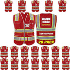 BeautyWill Custom Logo 10 Pockets Safety Vest Class2 ANSI Certified High Visibility Reflective Vest