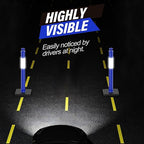 RoadHero 45 Inch Delineator Post with Rubber Base, Heavy Duty Blue Traffic Delineator Posts Cones with Reflective Collars for Parking Lots, Road Safety, Construction Events 3 Pack