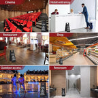 LEIFIDE 4 Pcs Stainless Steel Wet Floor Caution Sign Bulk 8.8 Pound Portable Foldable Handle Bilingual Safety Sign for Kitchen Restaurant Shop Commercial Use Avoid Fall and Slip Accident (Black)
