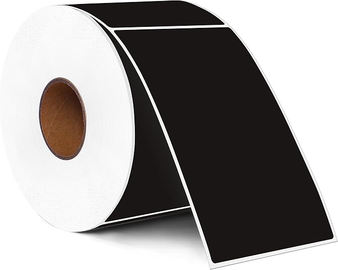 PARLAIM 5" x 3" Rectangle Color Coding Labels,500 per Inventory Labels Color Code Stickers Dispenser Box,Roll Black Sticker Labels for Inventory,Family School Storage Bins Label (Black)