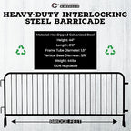 Angry Bull Barricades Metal Interlocking Steel Barricade (8.5 Ft. Heavy Duty, Bridge Feet, Black Powder Coated, Set of 20)