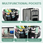 Large Rolling Cleaning Caddy Bag with Wheels, with Detachable Trolley, Cleaning Bags on Wheels for Housekeepers, Cleaning Cart Supplies Organizer for Home, Car, Picnic (Beige)