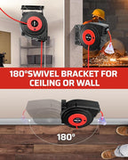 DEWENWILS Retractable Extension Cord Reel, 40 FT Heavy Duty Power Cord, 12/3C SJTOW Retractable Cord Reel, Lighted Triple Tap Outlets, 15A Circuit Breaker, Wall/Ceiling Mount, UL Listed, Red