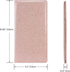 Car Registration and Insurance Holder, Leather Magnetic Shut Vehicle Glove Box Organizer for Document, Card, Driver License, Glitter Rose Gold