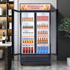 Commercial Beverage Refrigerator Display Fridge, Two Glass Door Upright Drink Cooler with LED Light Adjustable Shelves,ETL Sanitation,18.5 Cu Ft,35.6" Wide(Hinge Door