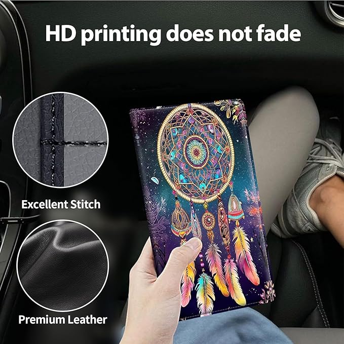 Car Registration and Insurance Holder, Leather Car Glove Box Organizer, Cool Car Accessories for ID, Driver's License Cards & Essential Document,business cards,Men&Women,Dream Catcher