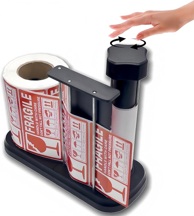 Manual Label Sticker Roll Dispenser,Adjustable Tabletop Label Dispenser for Rolls of Sticker Labels,Multi Use Sticker Holder Organizer Stand in Classroom, Business, Home