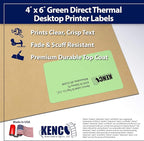 4" X 6" Direct Thermal Perforated Stickers Labels for Shipping Labels, Inventory, and Color Coding - Compatible with Zebra, Rollo, Godex and More (Green, 24 Rolls)