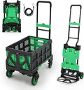 2-in-1 Folding Hand Truck with Folding Basket,Collapsible Hand Truck Dolly with Retractable Handle and 4 Wheels,330 LB Capacity Portable Dolly Cart for Moving and Shopping,Durable and Easy to Store