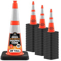 Xpose Safety 28 Inch Orange Slim Line Traffic Cones Heavy Duty 10lb with 6" & 4" Collars, 48 Pack Multipurpose PVC Plastic Safety Cone for Parking, Soccer, Caution, Kids & Construction - DOT Approved