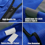 BeautyWill Custom Safety Vest Customized Logo Class 2 High Visibility Reflective Vest with Pockets Construction workwear