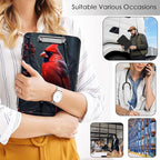 Clipboard with Storage,Office Supplies Nursing Clipboards Folder with Pen Holder Plastic Storage ClipBoard Foldable for Teacher Nurse,Beautiful Redbird