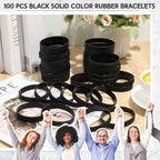 Liliful 100 Pcs Silicone Rubber Wristbands Rubber Wristband Bracelet Bands for Silicone Wristbands for Women Men(Black)