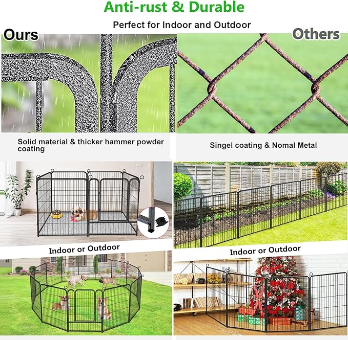 No Dig Decorative Garden Fence with Gate Rustproof Metal Fence Panels, 40in(H) x 53Ft(L) Garden Fencing for Yard 20 Panels Animal Barrier Fence for Dogs, Rabbit, Patio