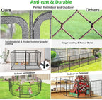 No Dig Decorative Garden Fence with Gate Rustproof Metal Fence Panels, 40in(H) x 27Ft(L) Garden Fencing for Yard 10 Panels Animal Barrier Fence for Dogs, Rabbit, Patio