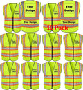 Safety Vest Customize Logo with 5 Pockets & Zipper Reflective High Visibility Vest Class 2 Outdoor Workwear