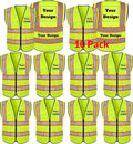Safety Vest Customize Logo with 5 Pockets & Zipper Reflective High Visibility Vest Class 2 Outdoor Workwear