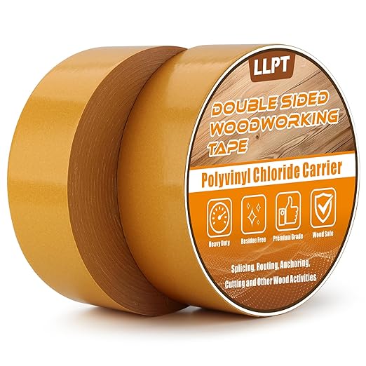 LLPT Double Sided Woodworking Tape 2" x 150Ft Each 2 Pack Double Face Turner Woodworker Adhesive Tape Removable Residue Free for Wood Template (WT20150Y2)