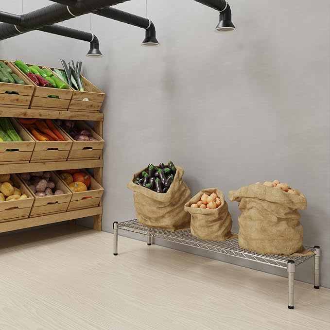 14''W x 48''L x 8''H Chrome Plated Wire Dunnage Rack | Off The Floor Storage