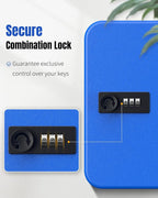 Uniclife 20 Keys Key Lock Box with Code, Wall Mount Lock Box for Keys with Code, Key Organizer with Tags, Key Cabinet, Key Storage Box for Home Office & Company, Blue