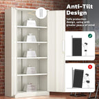 Greenvelly Metal Garage Storage Cabinet with 2 Doors and 4 Adjustable Shelves, 72”H Steel Lockable Storage Cabinet,Tall Metal Cabinet Locking File Cabinet for Office,Home, Garage, Gym, School
