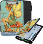 Clipboard with Storage Box & Pen Holder,Heavy Duty Clip Boards 8.5x11 for Nursing,High Capacity,School & Office Supplies,Fairy Mushroom Garden