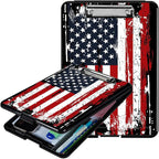 Side Opening Clipboard with Storage and Pen Holder, Large Capacity Heavy Duty Clip Board, American Flag Design for Teachers and Nurses
